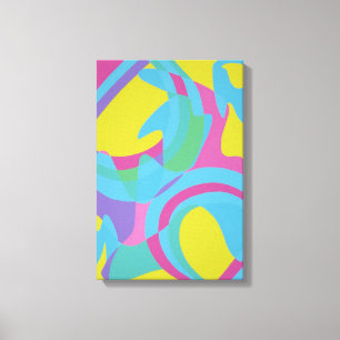 Impressão Abstrata em Tela Amarela e Turquesa
