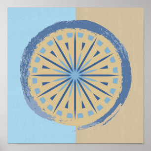 Impressão abstrato azul e Design do Círculo de A