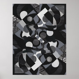 Impressão abstrato de arte, preto e branco