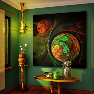 Impressão Abstrato de Canvas de Arte Verde de Rena