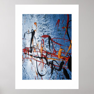 Impressão Abstrato de pintura asiática azul