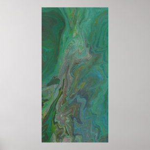 Impressão Abstrato de Poster verde de fluido jade
