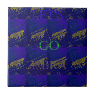 Impressão Abstrato "Vamos Ir Zebra" azul francês