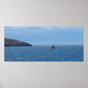 Impressão alaranjado e vermelho do barco de vela