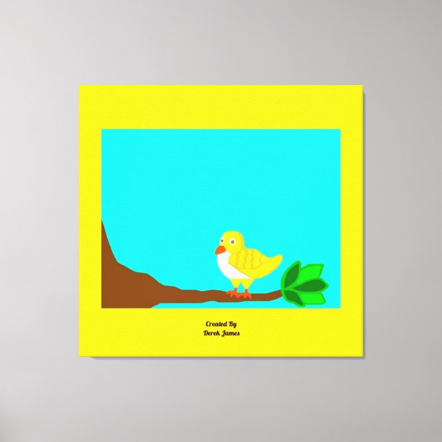 Impressão amarelo das canvas do pássaro do bom dia (Frente)