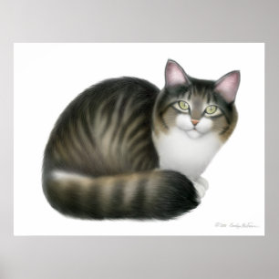 Impressão amigável do gato de gato malhado