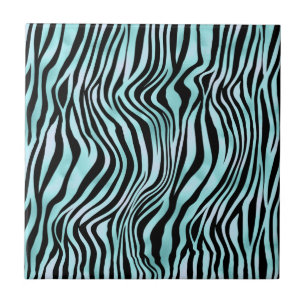 Impressão Animal Azul Brilhante Pele de Zebra Turq