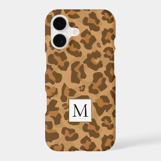 Impressão animal leopardo, monograma em tons de ca