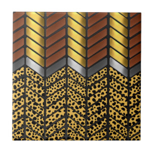Impressão Animal Moderna Zigzag Chevron Cheetah