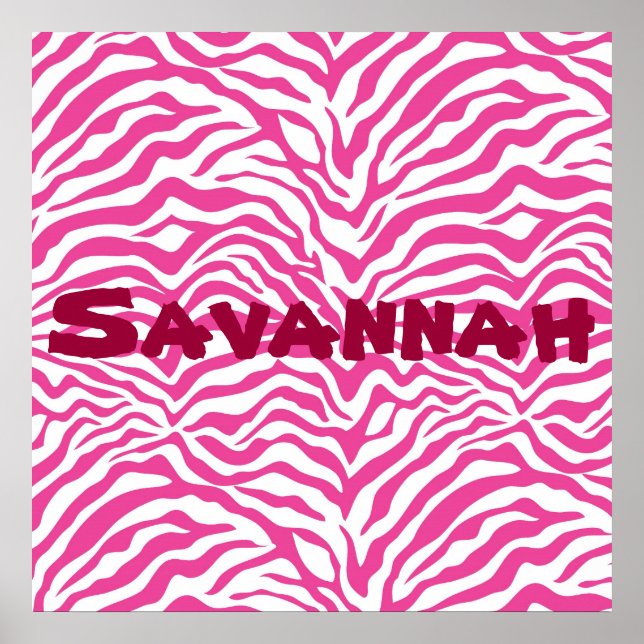 Impressão Animal Selvagem de Zebra Rosa Personaliz (Frente)