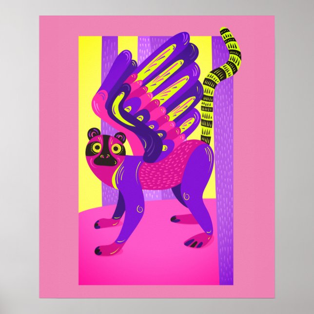 Impressão animal tribal rosa e amarela (Frente)