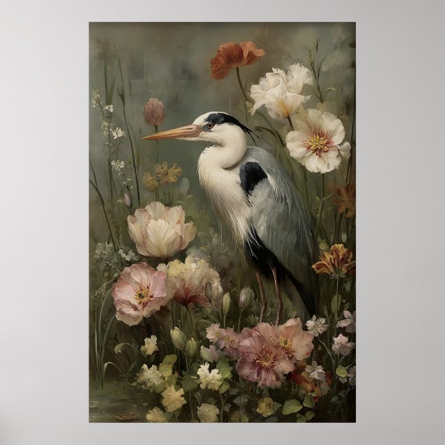 Impressão Antiga de Flores de Garça, Botânica Mal- (Frente)