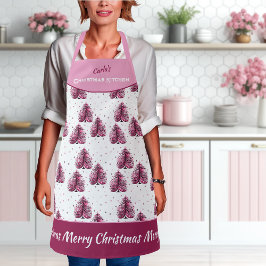 Impressão Apron de Árvore de Natal Rosa Girly All 