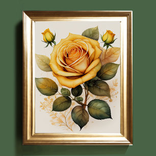 Impressão aquosa a Rosa amarelo