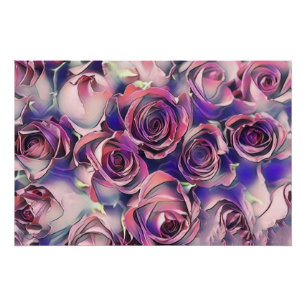 Impressão aquosa de rosas roxas cor-de-rosa