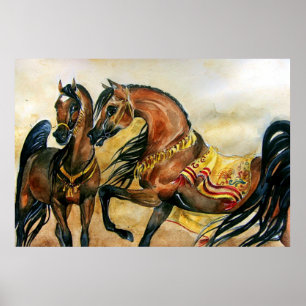 Impressão árabe do poster do retrato do cavalo d