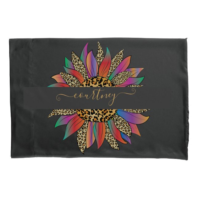 Impressão arco-íris e leopardo personalizada (Frente)