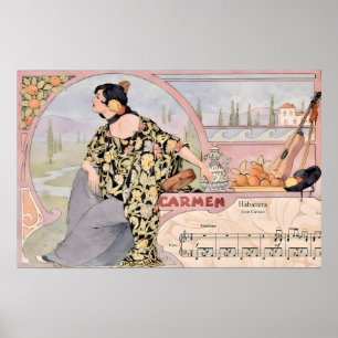 Impressão Art Nouveau Carmen Habanera – Ópera Vint