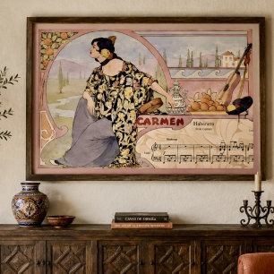 Impressão Art Nouveau Carmen Habanera – Ópera Vint