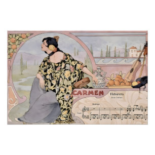 Impressão Art Nouveau Carmen Habanera – Ópera Vint