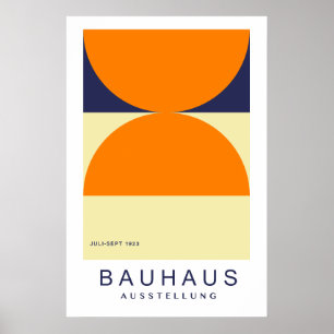 Impressão Artística Bauhaus Laranja Azul-Marinho M