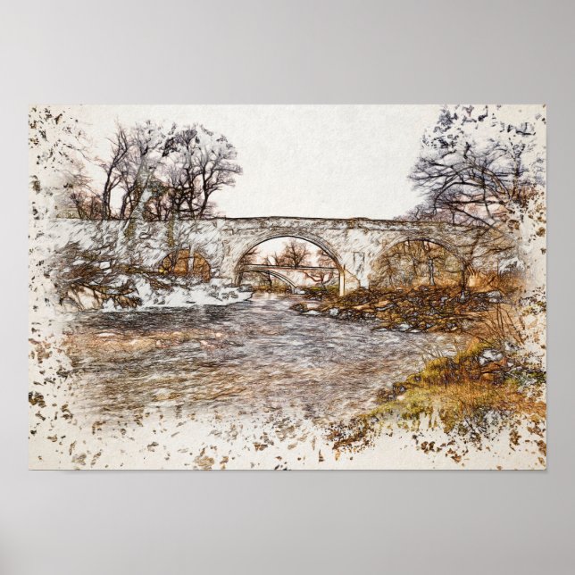 Impressão artística da Ponte do Diabo Kirkby Lonsd (Frente)