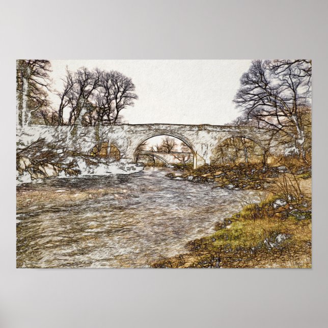 Impressão artística da Ponte do Diabo Kirkby Lonsd (Frente)