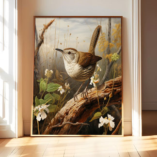 Impressão artística de Bewick's Wren Poster, Pared