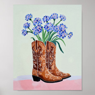 Impressão Artística de Botas de Cowboy Bluebonnet