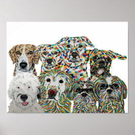 Impressão artística de cães