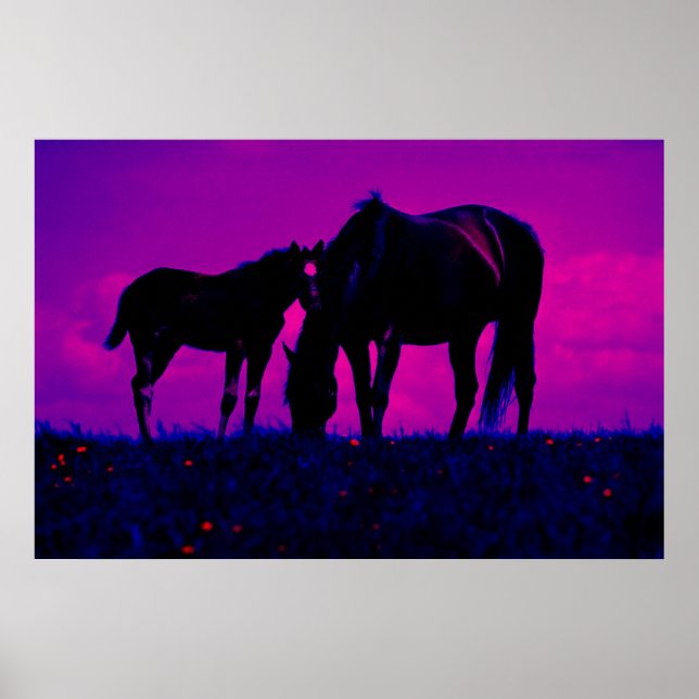 Impressão artística de cavalo e potra (Frente)