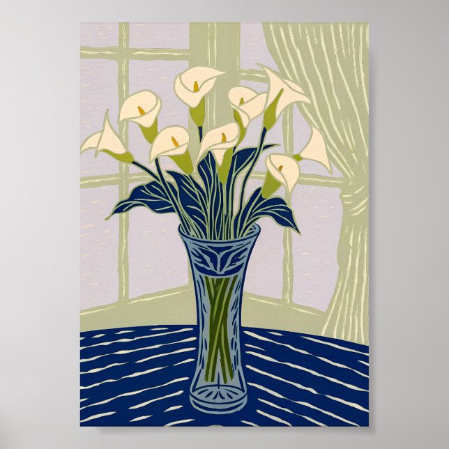 Impressão Artística de Lírios Calla Brancos Elegan (Frente)