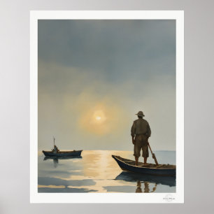 Impressão artística de Pescador ao Amanhecer, Port
