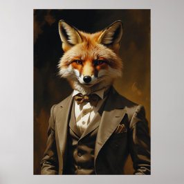 Impressão artística de raposa de terno Cartaz de p
