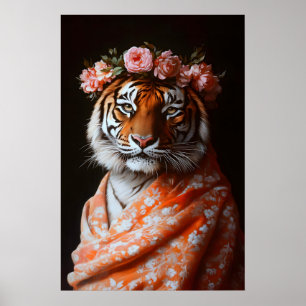 Impressão Artística de Tigre Botânico, Animal Alte