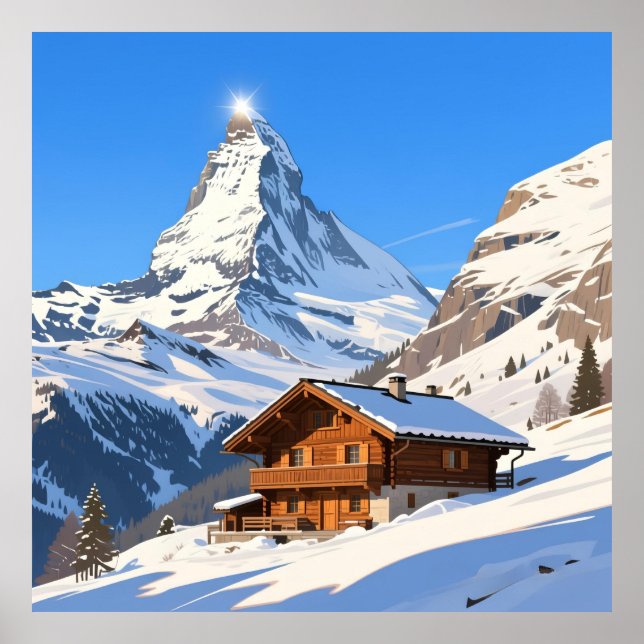 Impressão artística de Zermatt Suíça Alpes (Frente)