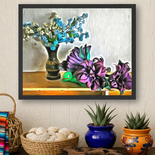 Impressão Artística Floral Mexicana de Seda e Casc (Criador carregado)