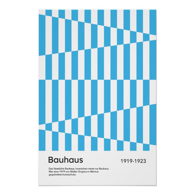 Impressão Artística Geométrica Bauhaus Faixa Azul  (Frente)