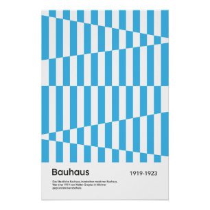 Impressão Artística Geométrica Bauhaus Faixa Azul 