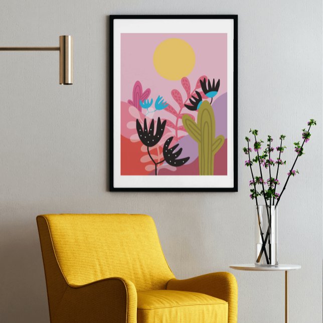 Impressão artística moderna de decoração de cacto  (Criador carregado)