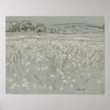 Impressão artística vintage de campo de flores bra