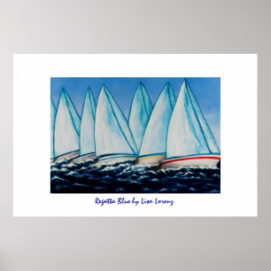 Impressão azul da pintura da regata