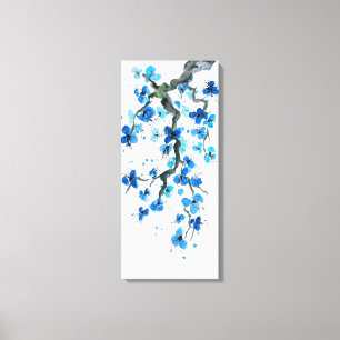Impressão azul das canvas das flores do japonês