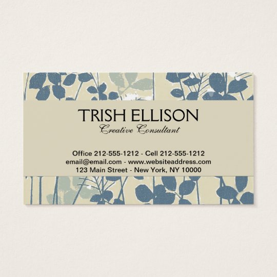 Impressão azul floral da flor da arte asiática cartão de visitas