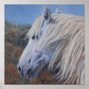Impressão branco das belas artes do mustang