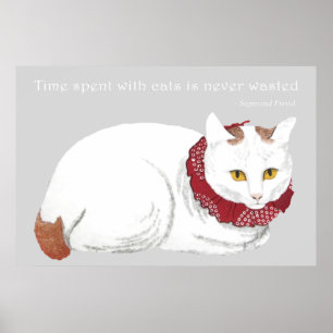 Impressão branco do poster do gato
