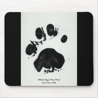 Impressão branco Mousepad da pata do tigre