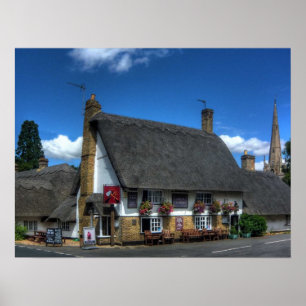 Impressão britânico do bar com telhado Thatched