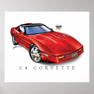 Impressão C4 Corvette, Papel para Poster de Brilh