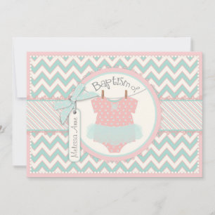 Impressão Chevron e Tutu Baptism Convite SQ-PKGY2